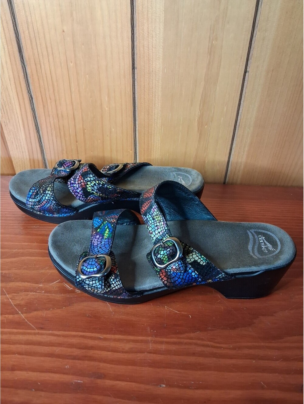 Dansko Sophie Slide Sandal Stained Glass Leather Size 41